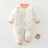 Macacão de inverno para bebê 60g espessado, roupa de algodão quente para recém-nascido 100% algodão, macacão de engatinhar, peça externa acolchoada