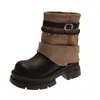 Botas vaqueras occidentales Melard de suela gruesa, que aumentan la altura, Botas tipo Martin, Nueva colección otoño/verano para mujer, Botines plisados, Botines