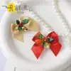 Serie Navideña Lazos de Campana, Decoraciones para Árbol de Navidad, Adornos para Zapatos y Calcetines, Materiales de Cinta de Seda Dorada, Accesorios, Lazos Festivos