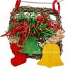 Colgante de decoración de loro navideño juguete para pájaros red de hierba acuática juguete para escalar pared juguete para morder de papel seda
