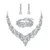 Colar, Brincos, Pulseira Conjunto de Três Peças Popular Europeu e Americano Cheio de Diamantes Conjunto de Joias de Noiva com Vestido Banquete