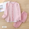 Pijama de Cuadros Estilo Japonés para Mujer, Primavera, Otoño e Invierno, Delgado, Manga Larga, Pantalón Largo, Conjunto de Ropa de Casa tipo Cárdigan, Conjunto de Dos Piezas