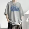 Camiseta de Manga Corta de Algodón Puro con Letras Peludas de Marca Nueva de Verano, Moderna y Versátil para Hombres y Mujeres, Top Casual Elegante de Media Manga