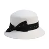 Rongmei 2026 Nuevo Sombrero Clásico Hepburn Transfronterizo con Ala Curva, Sombrero de Mezcla de Seda y Lana, Elegante Sombrero de Estilo Francés