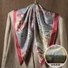 Lenço Quadrado Grande 70cm Bege Duas Cores Estilo Francês Seda Sintética para Mulheres, Lenço de Seda Primavera e Outono, Lenço de Pescoço, Xale para Mãe