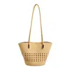 Bolsa Feminina 2026 Verão Nova Elegante Cor Sólida Vazada Tendência Bolsa Cesta Bolsa de Mão Bolsa Balde de Ombro