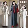 XMF2026 Conjunto Preguiçoso Outono/Inverno Estilo Coreano Moda Blusa Solta + Saia + Xale Conjunto de Três Peças Roupa de Maternidade Tendência
