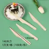 Juego Desechable de Cubiertos de Madera Cuchillo Tenedor Cuchara Ecológico Biodegradable Cubiertos de Abedul Postre Helado Cuchara de Madera Tenedor de Madera Cuchillo de Madera