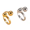 Anillo Nuevo de Acero Inoxidable Transfronterizo Anillo de Acero de Titanio Diseño que No se Desvanece Anillo Abierto de Bola de Acero Pulido Multifacético Venta al por Mayor