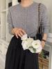 Cardigan Corto de Lana Holgado Casual y Cómodo para Otoño Temprano Chaqueta Suéter de Cuello Redondo para Mujer Top Pequeño de Cachemira