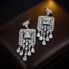 Pendientes de Plata S925 con Borla de Gota de Agua, Botella de Perfume Incrustada con Circonita de Gama Alta, Pendientes Elegantes de Lujo Pesado para la Cena