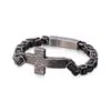 Joyería de acero de titanio transfronteriza versión coreana placa curva cruzada personalidad pulsera retro para hombre cadena meandro de emperador joyería al por mayor