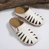 Pantuflas de cuña peep-toe para mujer transfronterizas con tiras caladas y diseño de velcro, sandalias de cuña casual sin espalda para dropshipping