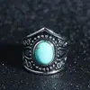 AliExpress Hot Selling Jóias Pulseira Europeia e Americana Boêmia Redondo Turquesa Anel para Homens e Mulheres Alta Qualidade Seiko