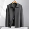 Chaqueta de Hombre 26 Otoño/Invierno, Cuello de Solapa, Ligeramente Holgada, Versión con Cremallera, Para Jóvenes y de Mediana Edad, Estilo Old Money, Negocios, Mangas Raglán, Abrigo Corto de Lana