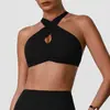 Sutiã esportivo feminino com gola halter e costas nuas para fitness, yoga, corrida, secagem rápida, roupa íntima esportiva confortável com bojos