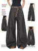 Pantalones Casuales de Gama Alta con Pierna Curva para Mujer, Diseño Único, Versátiles, Pantalones de Pierna Ancha Fluidos de Largo Hasta el Suelo, Estilo Ins