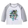 Camiseta raglán de algodón para niños de Minecraft mi mundo, primavera y otoño, cuello redondo, camiseta interior de manga larga, camiseta para bebé niño