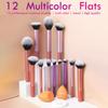 Conjunto de Pincéis de Maquiagem de Cabo Longo Multicolorido de 12 Peças, 8 Pincéis Multicoloridos, Inclui Pincel de Blush, Dropshipping Transfronteiriço, Dropshipping de Peça Única