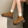 Pastel de pino moda retro elegante botas Martin de suela gruesa mujer 2026 nuevas botas cortas de caña baja versátiles otoño Birkenstock para aumentar altura