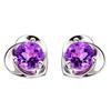 Brincos de drenagem ao vivo Brincos pequenos de coração fresco S925 Agulha de prata em forma de coração giratório Brincos de zircônia com diamante roxo Brincos