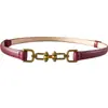 Cinturón Ajustable con Hebilla de Caballo Decorativo Para Vestido Abrigo Traje Cerradura Retro de Latón Cinturón Fino para Mujer