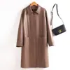 Chaqueta de plumón para mujer transfronteriza, de longitud media, elegante, con cuello de solapa, abrigo de piel de oveja Haining 2026, chaqueta de plumón de pato blanco