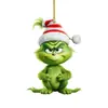 Novos Enfeites Pendentes de Acrílico Transfronteiriços para Carros, Desenho Animado de Natal Grinch de Cabelo Verde Conjunto Criativo Pingentes