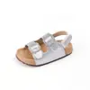 Sandalias de niña con velcro y pedrería, sin cordones, 2026 Verano, Nuevo estilo coreano, Casual, Versátiles, Bidireccionales, Zapatos de playa