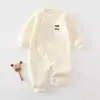 Mono térmico de algodón puro Clase A para bebé para otoño e invierno, mameluco sin costuras de manga larga, ropa para el hogar, ropa para bebé