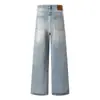 Jeans de Mezclilla Lavados y Rasgados Estilo Retro Americano para Hombres, Estilo Punk High Street, Pantalones Casuales Rectos Sueltos Desgastados y Descoloridos