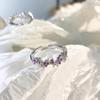 Anillo de apertura con forma de corazón de diamante morado para mujer, diseño de nicho, anillo de gas de tritio con reflujo, nuevo anillo para mascotas Tide 2023