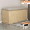 Banqueta de Entrada con Tapa abatible para Uso Doméstico, Hecha de Madera Maciza, con un Aspecto Lujoso y de Alta Gama, con Gabinete para Zapatos y Zapatero Integrado con Cojín Suave