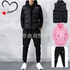 Comercio Exterior Transfronterizo Conjunto de Tres Piezas Sudadera Chaleco para Hombre y Mujer con Forro Polar y Estampado de Corazón Traje Deportivo con Capucha Casual