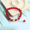Libro Rojo de Internet Rojo Mismo Estilo Ágata Roja Flor de Loto Pulsera para Mujer Paso a Paso Nuevo Estilo Chino Cuentas de Transferencia Pulsera de Flor de Loto