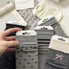Calcetines con Lazos Estilo Primavera y Otoño para Mujer, Calcetines de Algodón, Adorno de Encaje Estilo Ballet Blanco, Suaves y Versátiles, Calcetines de Media Pantorrilla de Moda