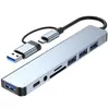 Hub USB Transfronteiriço Adaptador 7 em 1, Divisor Tipo-C para Laptop 3.0 Um para Quatro, Customização OEM