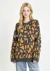 Suéter pullover retro americano con estampado de leopardo para mujer, nuevo estilo otoño e invierno, corte holgado, hombros caídos, tejido, suave y acogedor, top adelgazante
