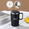 Taza de café de acero inoxidable con cuchara, taza aislante de alto valor de color, gran capacidad con pajita, taza, taza, logotipo de regalo