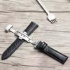 Venta al por mayor de fábrica Hebilla de mariposa Doble pulsación Hebilla automática Correa de reloj de cuero Correa de reloj con patrón de bambú 18 mm 20 mm