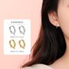Pendientes de Remache con Perla Redonda de Plata de Ley S925 Pendientes de Hebilla de Oreja Geométricos Circulares de Tendencia Retro de Nicho Transfronterizos Europeos y Americanos