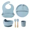 Utensilios para Comer Baberos de Silicona para Bebé Baberos para Comer de Niños Pequeños Baberos Infantiles Sin Lavar Verano