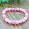 Pulseira de Jade Branco Rosa Gelo 12mm Dedos Gradiente Suave Rosa Pulseira Chapeuzinho Vermelho com Mão Presente para Estudante