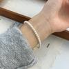 Pulseira Forte de Cristal Redondo Pérola, Luxo Leve Nicho Exquisite Simplicidade com um Senso de Sofisticação, Joia Empilhável Estilo Luxo Leve