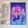Cortina de Ducha con Patrón de Collage Estilo Tech de Grupo Femenino Exclusivo Transfronterizo Huntrx, Tela para Baño, Sin Taladro con 12 Ganchos