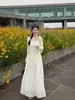 Vestido largo tipo camisón Baisiwang Apparel de estilo francés para mujer, verano, con efecto adelgazante, de cintura alta, ceñidor de cintura, adecuado para vacaciones en la playa, elegante vestido de hada