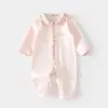 Mameluco para Bebé Primavera y Otoño Algodón Puro Manga Larga Recién Nacido Sin Costuras Mono para Bebé Unisex Cuello Solapa Traje para Gatear