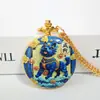 Reloj de Bolsillo Dorado Estilo Chino Doce Animales Zodiacales Colgante Tapa abatible Regalo para Estudiante Patrón Personalizable Reloj de Cuarzo Al por Mayor