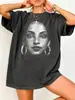 Camiseta de Algodón Puro Lavada Desgastada Estilo Europeo y Americano Flor Niña Elegante Estilo Ins Bohemio Estampado Top Nuevo