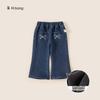 Pantalones de Terciopelo Nuevos de Invierno Bangxuan Pantalones Calientes para Niños Pantalones de Campana para Bebés Pantalones con Lazo Jeans para Niñas